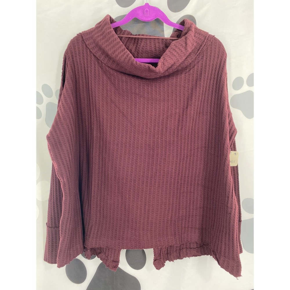 Free People NWT Juicy Long Sleeve Cowl Neck Split Back Thermal Date Night M New